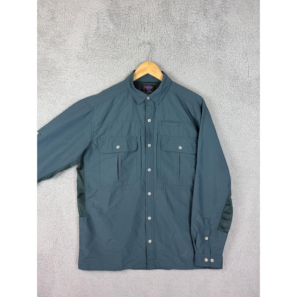 RailRiders Shirt Mens Medium Blue Solid Long Sleeve Vented Outdoor Hiking Mens